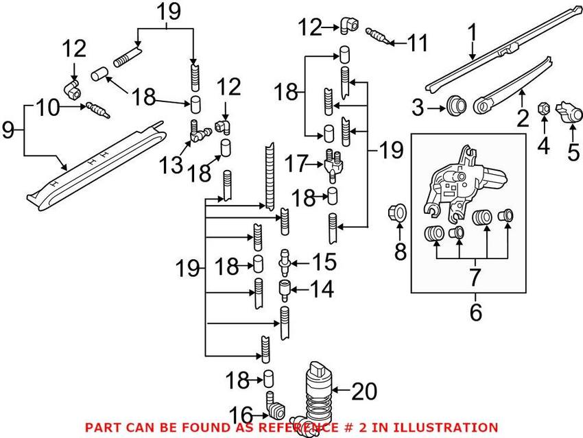 VW Back Glass Wiper Arm 5NN95570703C